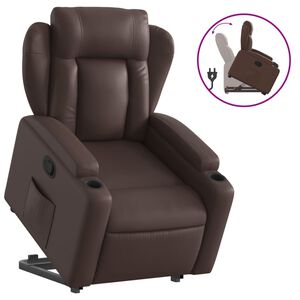 vidaXL Sta-op-fauteuil verstelbaar kunstleer bruin