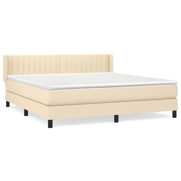 vidaXL Boxspring met matras stof cr&egrave;mekleurig 180x200 cm
