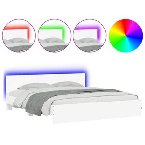 vidaXL Bedframe met hoofdeinde en LED wit 180x200 cm