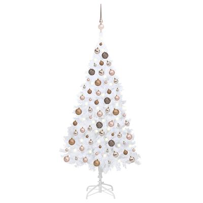 vidaXL Kunstkerstboom met verlichting en kerstballen 120 cm PVC wit