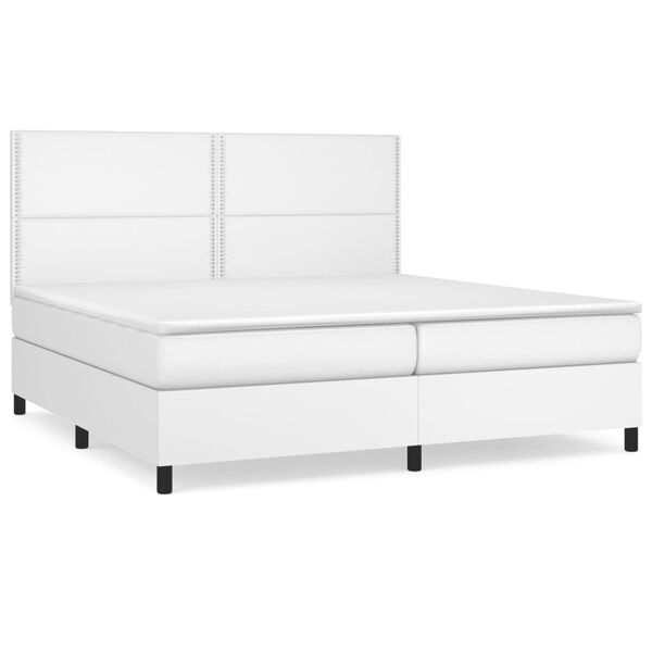 vidaXL Boxspring met matras kunstleer wit 200x200 cm