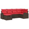 vidaXL Bankstel 6 st 6-Aantal zitplaatsen Bruin en Rood poly rattan
