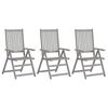 vidaXL Tuinstoelen verstelbaar 3 st massief acaciahout grijs