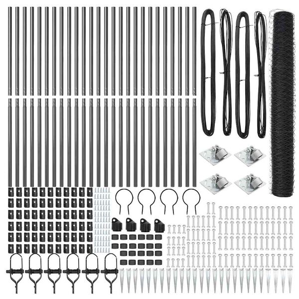 vidaXL Afrasteringspaal Grijs 50 x 1,4 m (50 mm gaas) Staal en PVC