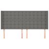 vidaXL Hoofdbord met randen 203x16x118/128 cm stof donkergrijs