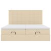 vidaXL Ottoman bed met matrassen en LED's 180x200cm stof cr&egrave;mekleurig