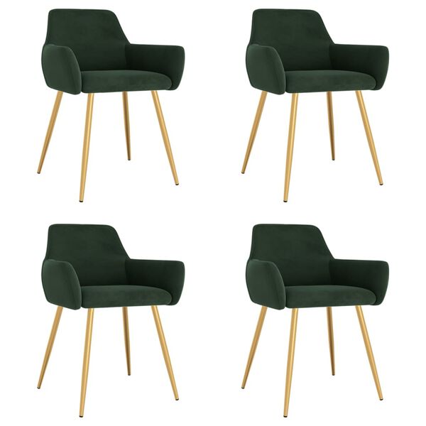 vidaXL Eetkamerstoelen 4 st fluweel donkergroen