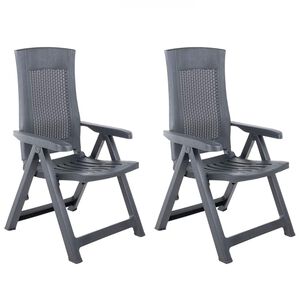 vidaXL Verstelbare klapstoelen, 2 stuks, antracietkleurig kunststof