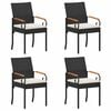 vidaXL Tuinstoelen 4 pcs Zwart en Cream Wit Poly rattan en acacia