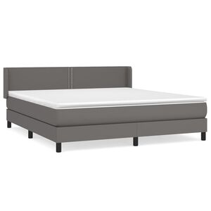 vidaXL Boxspring met matras kunstleer grijs 180x200 cm