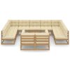 vidaXL 12-delige Loungeset met kussens massief grenenhout honingbruin