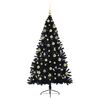 vidaXL Kunstmatig Voorverlicht Kerstboom met 300 LED Zwart 180 cm PVC