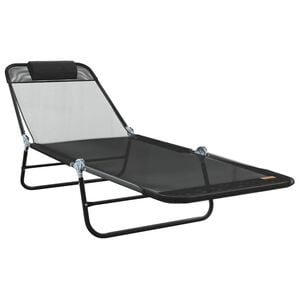 vidaXL Opvouwbare zonnebed Zwart 182 x 55 x 85,5 cm Textileen