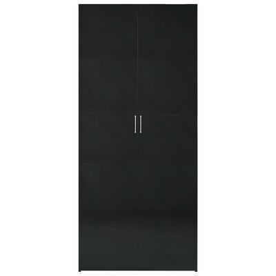 vidaXL Opbergkast 80x35,5x180 cm bewerkt hout hoogglans zwart