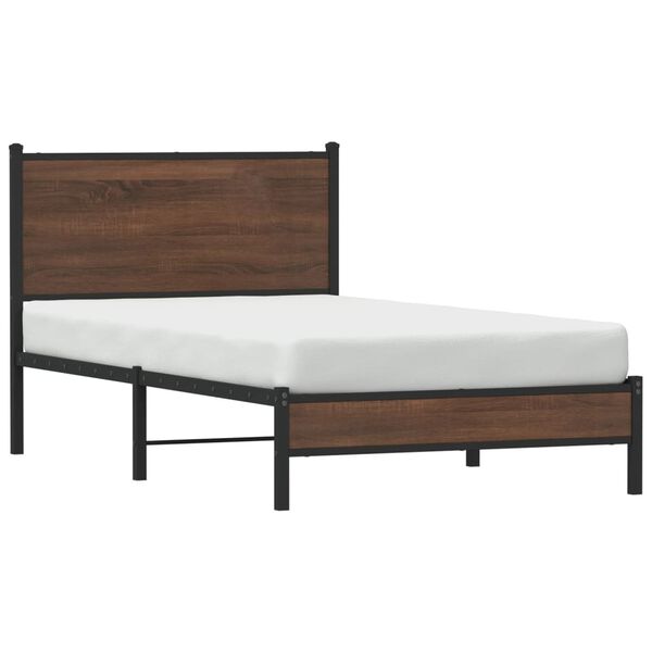 vidaXL Bedframe zonder matras metaal bruin eikenkleurig 100x190 cm
