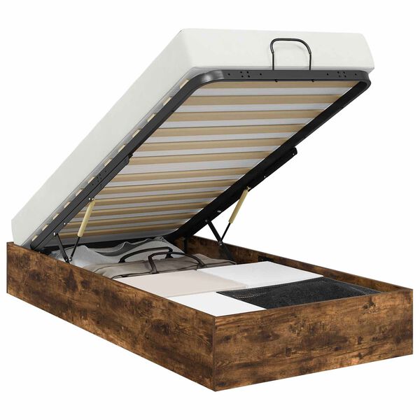 vidaXL Ottoman Bedframe Gerookt eiken 193 x 120 x 25 cm Spaanplaat