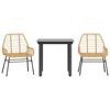 vidaXL 3-delige Tuinset poly rattan glas bruin