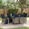 vidaXL Tafel en stoelen set met kussen 7 pcs Grijs PE Rattan