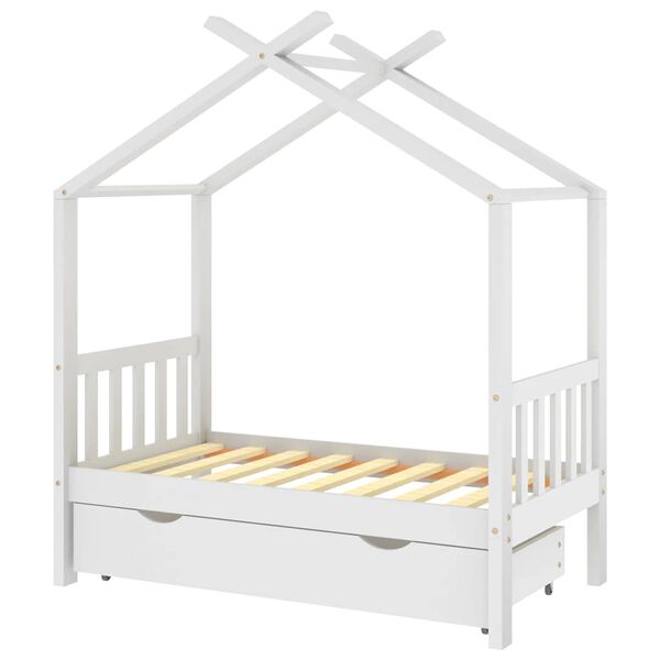 vidaXL Kinderbedframe met lade massief grenenhout 70x140 cm wit
