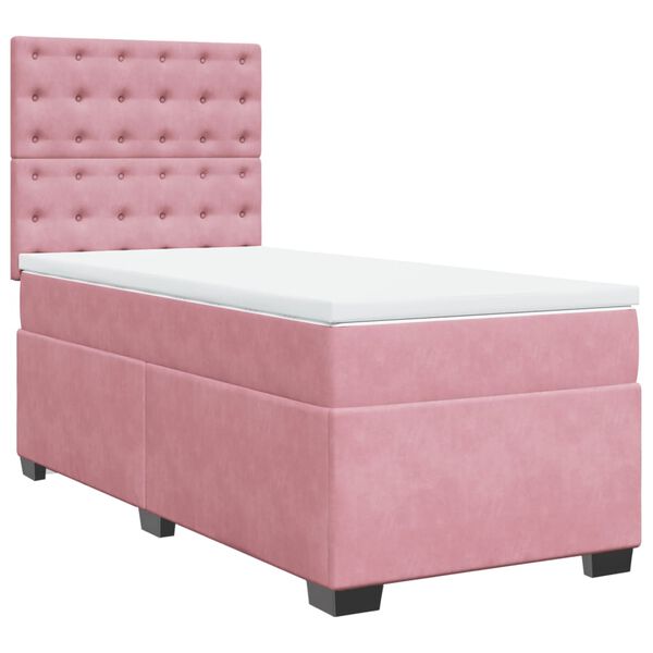 vidaXL Boxspring met matras fluweel roze 80x200 cm