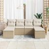 vidaXL Bankstel met kussen 6 pcs Beige poly rattan