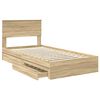 vidaXL Opslag bed met lade Sonoma Eiken 100 x 200 cm Bewerkt hout