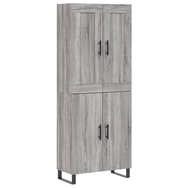 vidaXL Hoge kast 69,5x34x180 cm bewerkt hout grijs sonoma eikenkleurig