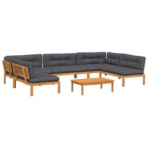 vidaXL 6-delige Loungeset pallet met kussens massief acaciahout