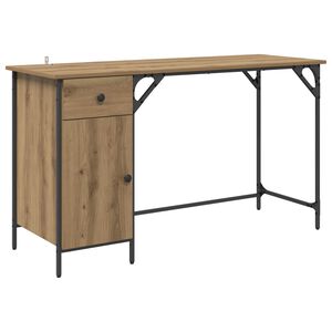 vidaXL Computerbureau Artisan Eiken 131 x 48 x 75 cm Bewerkt hout