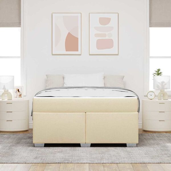 vidaXL Bedframe met matras Cr&egrave;me 140 x 200 cm Stof