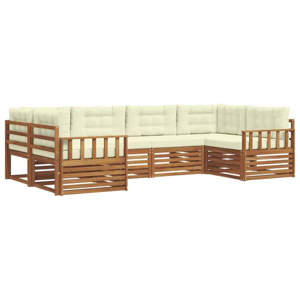 vidaXL Buiten bankenset 6 pcs Natuurlijk en Cr&egrave;me Massief Acaciahout