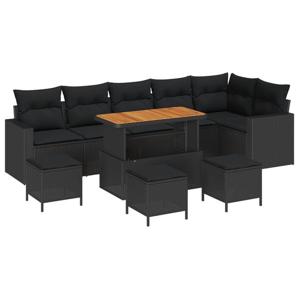 vidaXL Tuin Sofa Set 10 pcs Zwart poly rattan