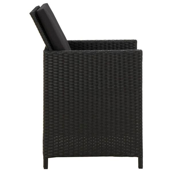 vidaXL Tuinstoelen 2 st met kussens poly rattan zwart