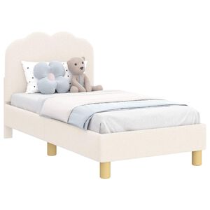 vidaXL Peuterbedframe met hoofdbord Cr&egrave;mekleurig 70 x 140 cm Boucl&eacute;