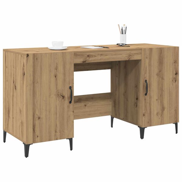 vidaXL Bureau Ambachtelijk eiken 140 x 50 x 75 cm Bewerkt hout