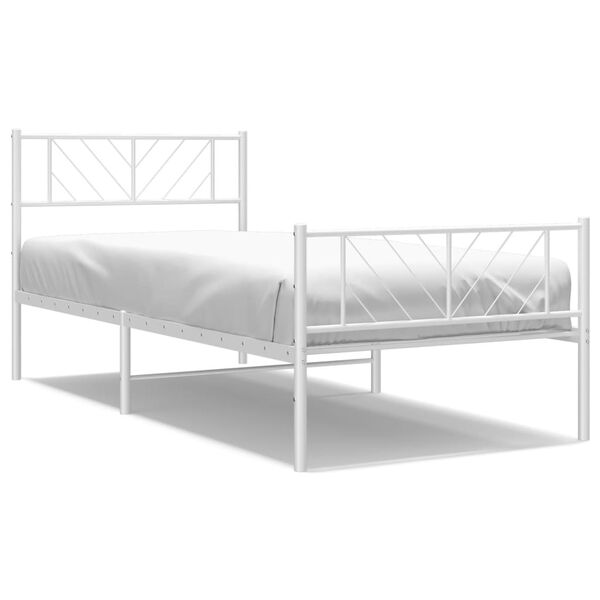 vidaXL Bedframe met hoofd- en voeteneinde metaal wit 75x190 cm