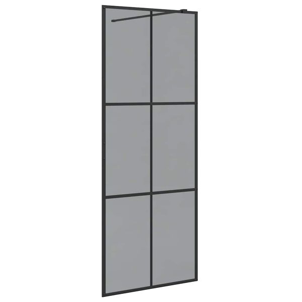 vidaXL Inloopdouchewand Zwart 80 x 195 cm Gehard Glas