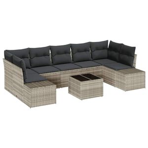 vidaXL Tuin Sofa Set 8 pcs Lichtgrijs Poly riet