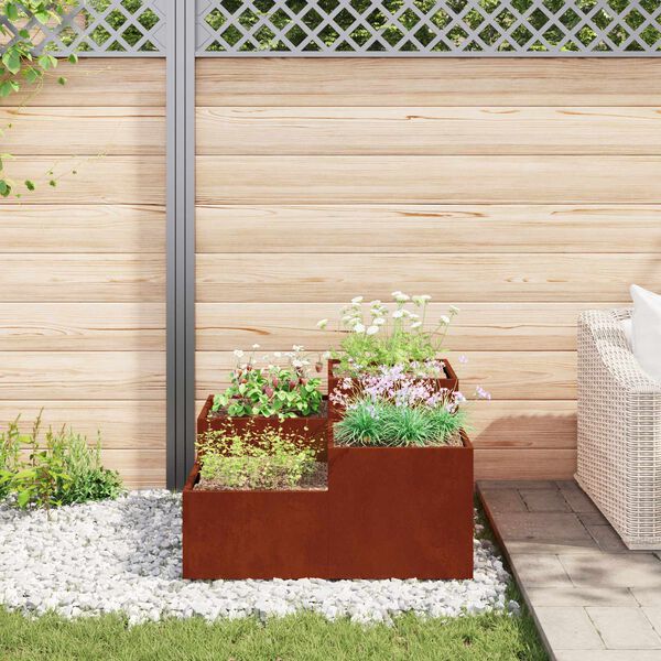 vidaXL Tuin Bloempot Roestig 100 x 100 x 48 cm Cortenstaal