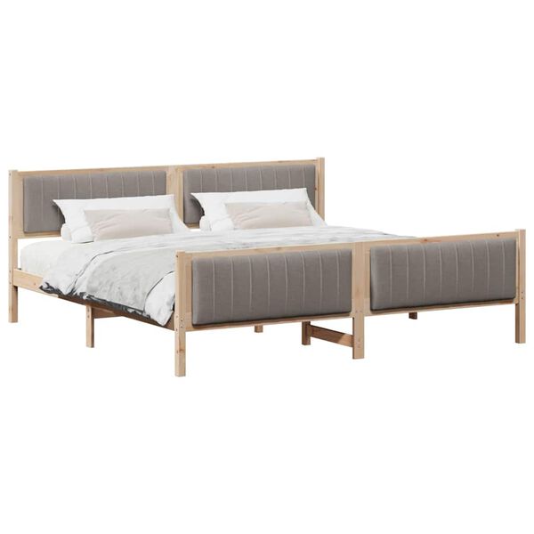 vidaXL Bedframe Bruin en taupe 200 x 200 cm Massief grenenhout
