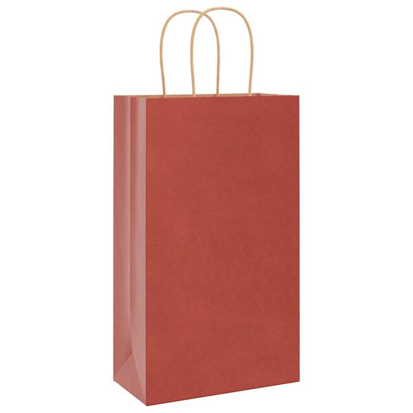 vidaXL Papieren zakken 250 st met hengsels 21x11x36 cm rood