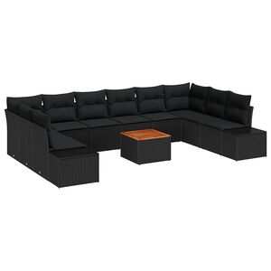 vidaXL Tuinbankenset 11 st Zwart poly rattan