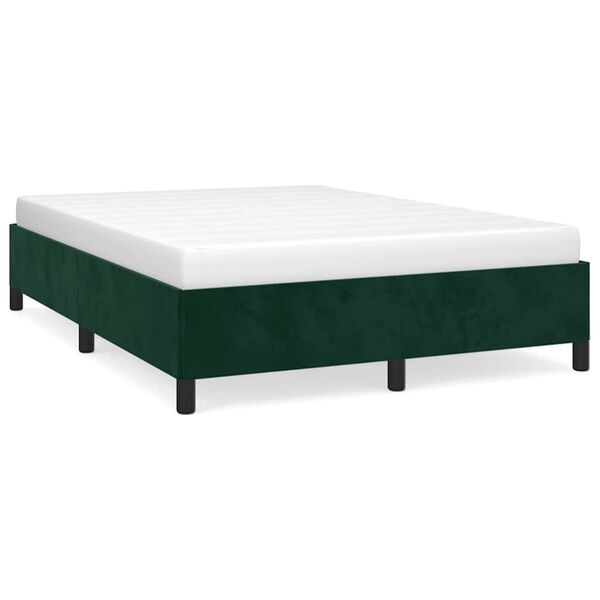 vidaXL Bedframe zonder matras 140x190 cm fluweel donkergroen