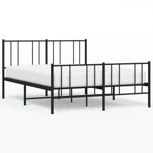 vidaXL Bedframe met hoofd- en voeteneinde metaal zwart 120x190 cm