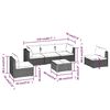 vidaXL 6-delige Loungeset met kussens poly rattan grijs