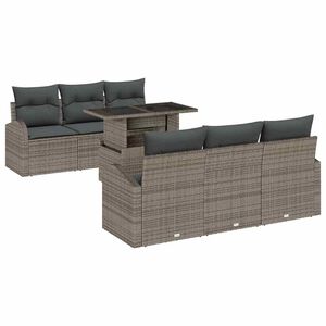 vidaXL Tuin Sofa Set met kussen 7 pcs Grijs Poly riet