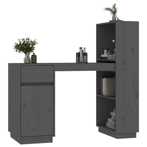 vidaXL Bureau 110x53x117 cm massief grenenhout grijs