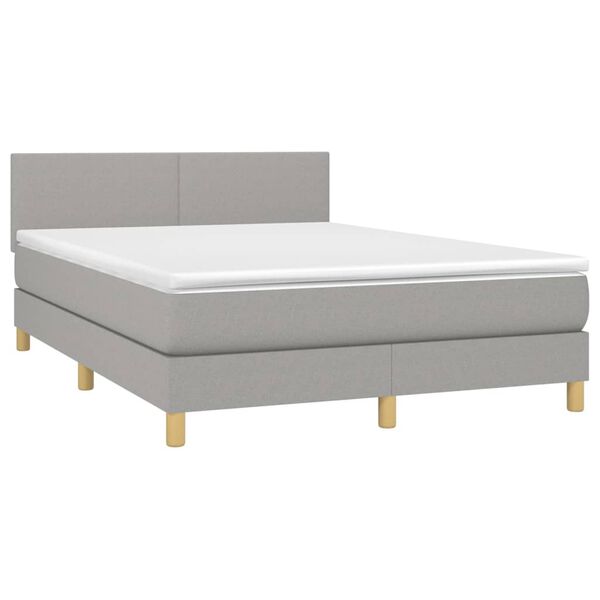 vidaXL Boxspring met matras stof lichtgrijs 140x200 cm