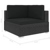 vidaXL 6-delige Loungeset met kussens poly rattan zwart