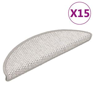 vidaXL Trapmatten zelfklevend 15 st sisal-look 56x17x3 cm platinakleur